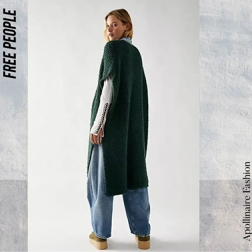 FREE PEOPLE LONESTAR PONCHO IN GREEN NWT SMALL - Picture 7 of 7